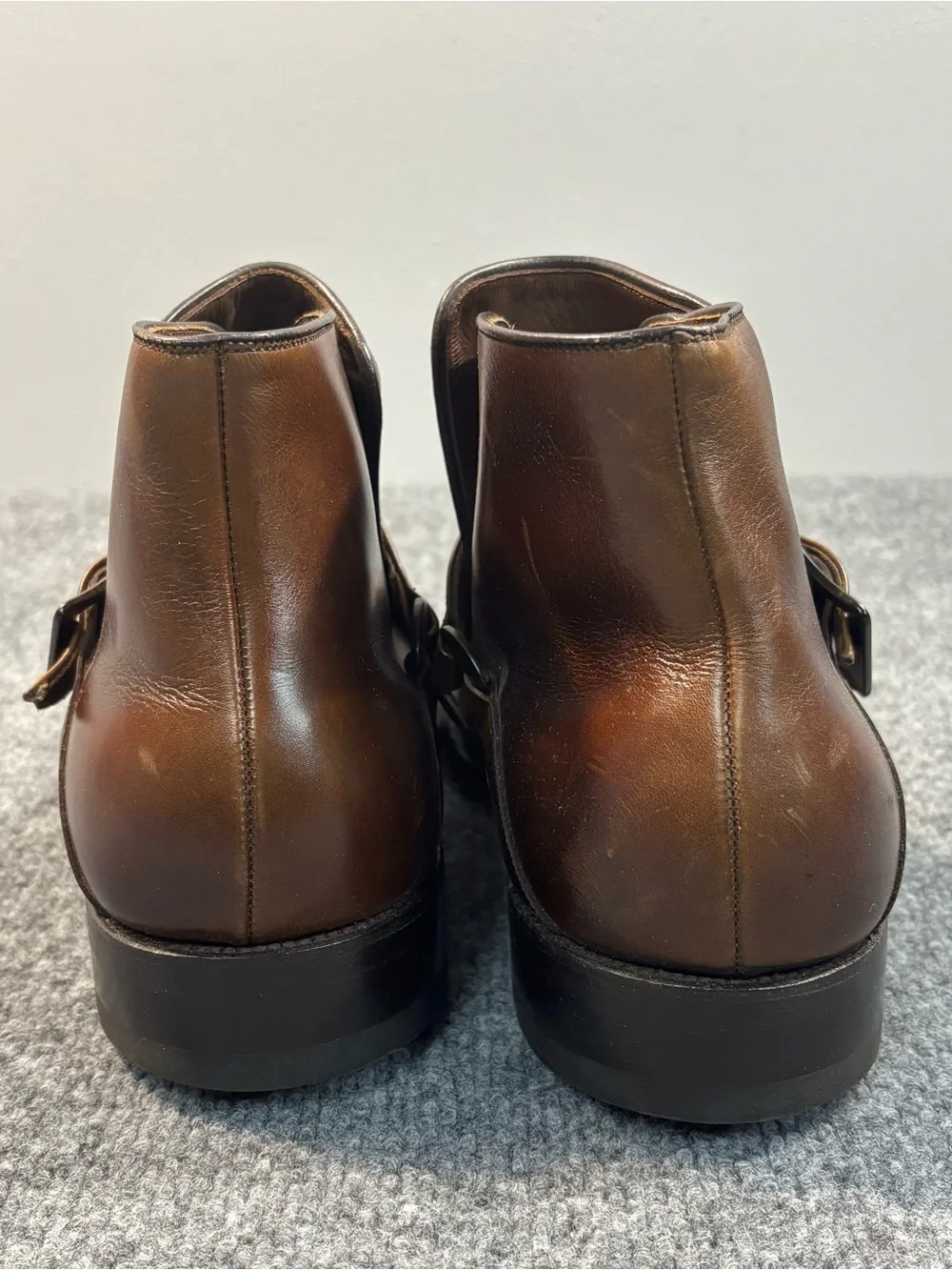Allen Edmonds Ostendo Jodhpur Boots 7 EEE Brown Leather Monk Strap Ankle Mens